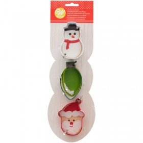 Комплект метални кутери "Дядо Коледа, крушка и снежен човек" - 3 елемента