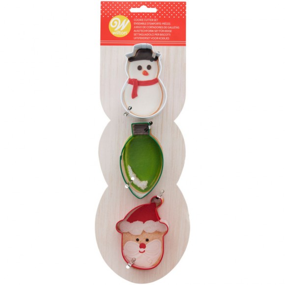 Комплект метални кутери "Дядо Коледа, крушка и снежен човек" - 3 елемента