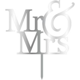 Връх за торта "Мистър § Мисис 2" - сребърен