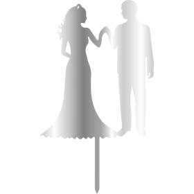 Връх за торта "Брачна двойка 2" - сребърен