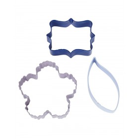 Комплект метални кутери "Табелка, листо и цвете" - 3 елемента