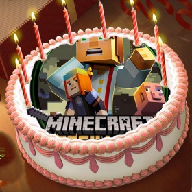 Готова фотодекорация кръгла "Minecraft 3"