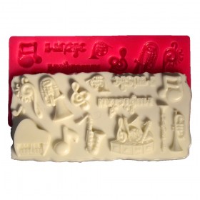 Силиконов калъп "Ноти и музикални инструменти"