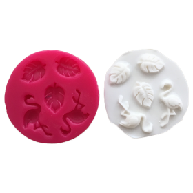 Силиконов калъп "Фламинго - 3 листа 2"