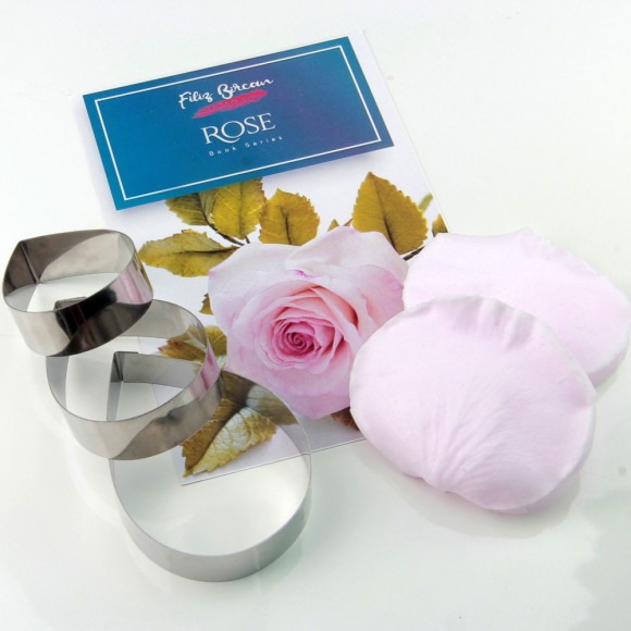 Комплект метален кутер със силиконови щампи "Венчелистче роза" - 5 елемента