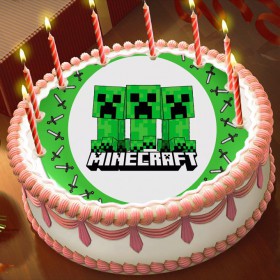 Готова фотодекорация кръгла "Minecraft 4"