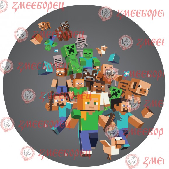 Готова фотодекорация кръгла "Minecraft 5"
