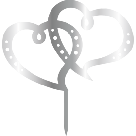 Връх за торта "Две сърца" - сребърен