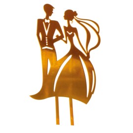 Връх за торта "Брачна двойка 10х18 см" - златен