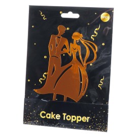 Връх за торта "Брачна двойка 10х18 см" - златен