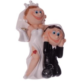 Сватбена фигурка - Двойка анимирана - хумористична - 23x15x10см
