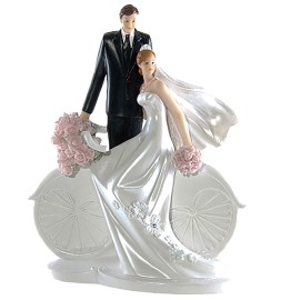 Сватбена фигурка - Двойка с колело - 19см