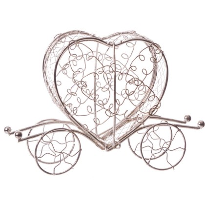Метална кутийка - Сребърна карета в формата на сърце