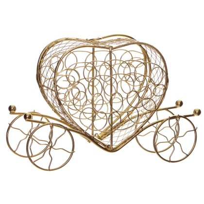 Метална кутийка - Златна карета в формата на сърце