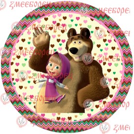 Готова фотодекорация кръгла "Маша и мечока 1"
