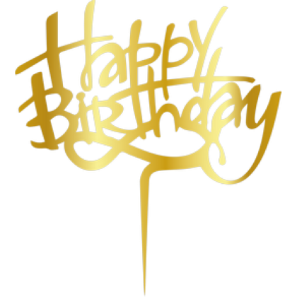 Връх за торта "Happy Birthday" - златен