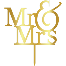 Връх за торта "Мистър § Мисис 2" - златен