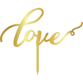 Връх за торта "Love" - златен