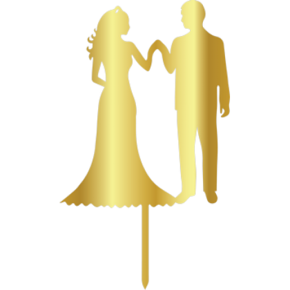Връх за торта "Брачна двойка 2" - златен
