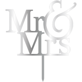 Връх за торта "Мистър § Мисис 2" - сребърен