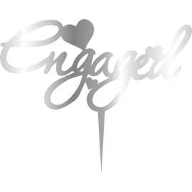 Връх за торта "Engaged" - сребърен
