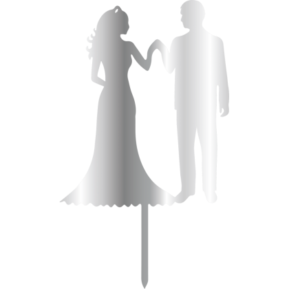 Връх за торта "Брачна двойка 2" - сребърен