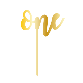 Връх за торта "One" - златен