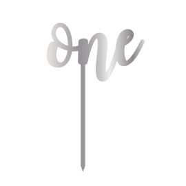 Връх за торта "One" - сребърен
