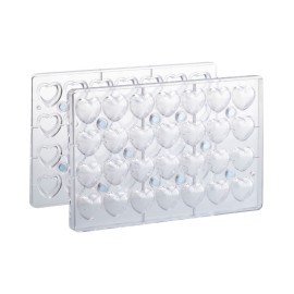 Комплект поликарбонатни форми бонбон "Кухо сърце - 30х28" - 2 части