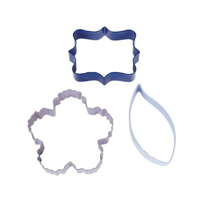 Комплект метални кутери "Табелка, листо и цвете" - 3 елемента