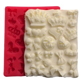 Силиконов калъп "Сърца, корони и панделки"