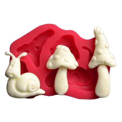 Силиконов калъп "Охлюв и две гъби"