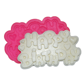 Силиконов калъп "Плочка с надпис - Happy Birthday"