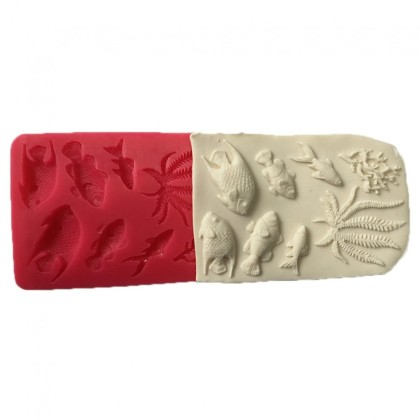 Силиконов калъп "6 вида риби, корал и водорасли"