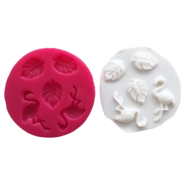 Силиконов калъп "Фламинго - 3 листа 2"