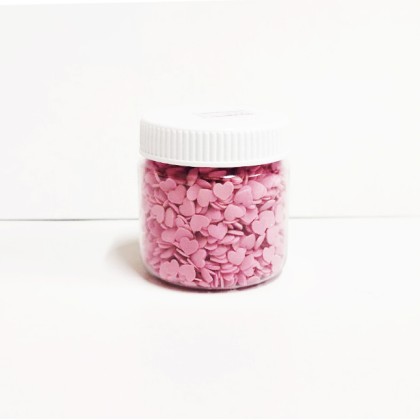 Захарна поръска "Сърца" - Розови - 50гр