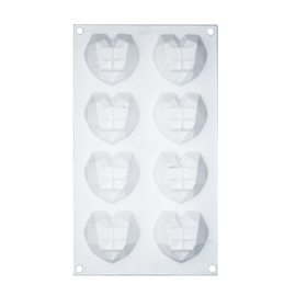 Силиконова форма "Сърце - диамант" - 8 гнезда