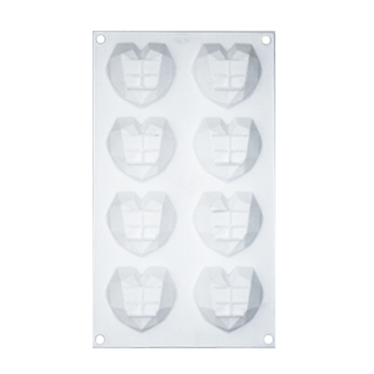 Силиконова форма "Сърце - диамант" - 8 гнезда