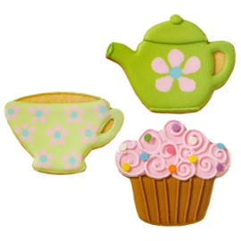 Комплект метални кутери "Чаша, кексче, чайник" - 3 елемента