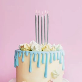 Комплект свещи - сребро металик 12бр.