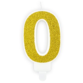 Свещ със Златен брокат цифра №0