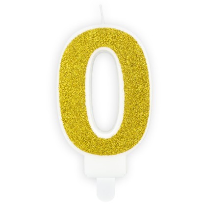 Свещ със Златен брокат цифра №0