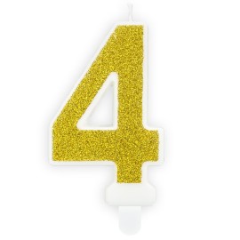 Свещ със Златен брокат цифра №4