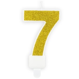 Свещ със Златен брокат цифра №7