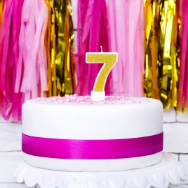Свещ със Златен брокат цифра №7