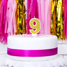 Свещ със Златен брокат цифра №9