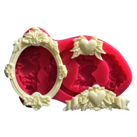 Силиконов калъп "Рамка елипса с орнаменти"