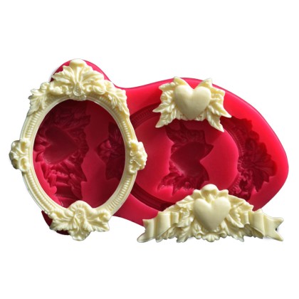 Силиконов калъп "Рамка елипса с орнаменти"