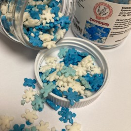 Захарна поръска "Снежинки" - 3 цвята - 30гр