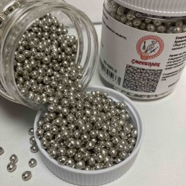 Захарна поръска "Перли" 3мм - сребърни - 50гр